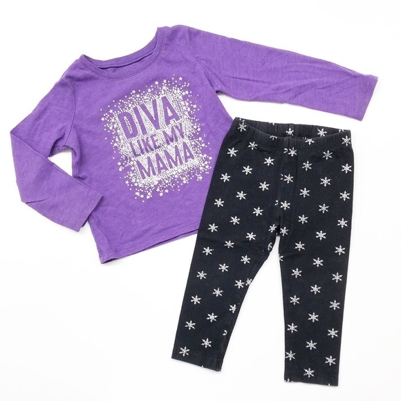 The Children's Place Diva Like My Mama top + snowflake leggings baby girl outfit - Picture 1 of 4